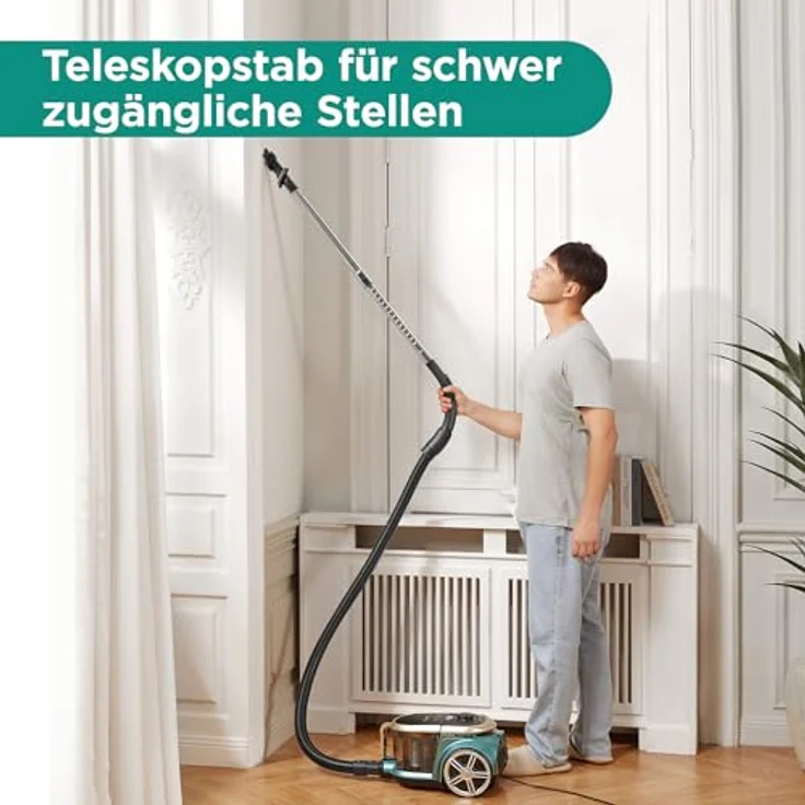 EUREKA Apollo Staubsauger Beutellos, leichter Zylinderstaubsauger mit Single Cyclone System, 800W Power Efficiency Motor, 2.2L Staubbehälter, Grün – Bild 4