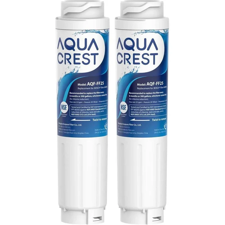 AQUA CREST Kühlschrank Wasserfilter Ersatz für Bosch, Siemens, Clarity, 2 Stück, NSF zertifiziert, verbessert Geschmack und Geruch