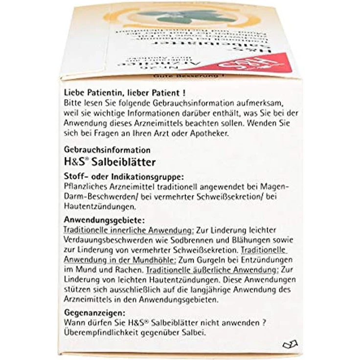H&S Salbeiblätter Tee, Filterbeutel 20x1,6 g, bei Entzündungen der Mund- und Rachenschleimhaut – Bild 5