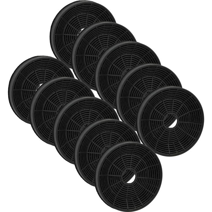 vhbw Aktivkohlefilter 10er Set, kompatibel mit Jan Kolbe Sinus95.2CN, 16 cm, schwarz - für verbesserte Umluft und Geruchsfilterung