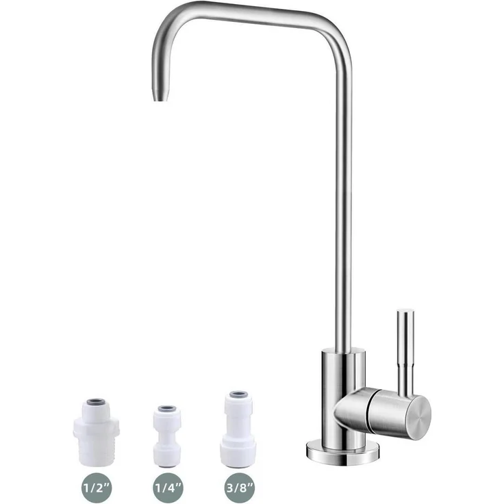 Trinkwasserhahn Umkehrosmose Küchenspüle, gebürstetes Nickel, SUS304 Edelstahl, bleifrei, langlebiges Keramikventil, einfache Installation
