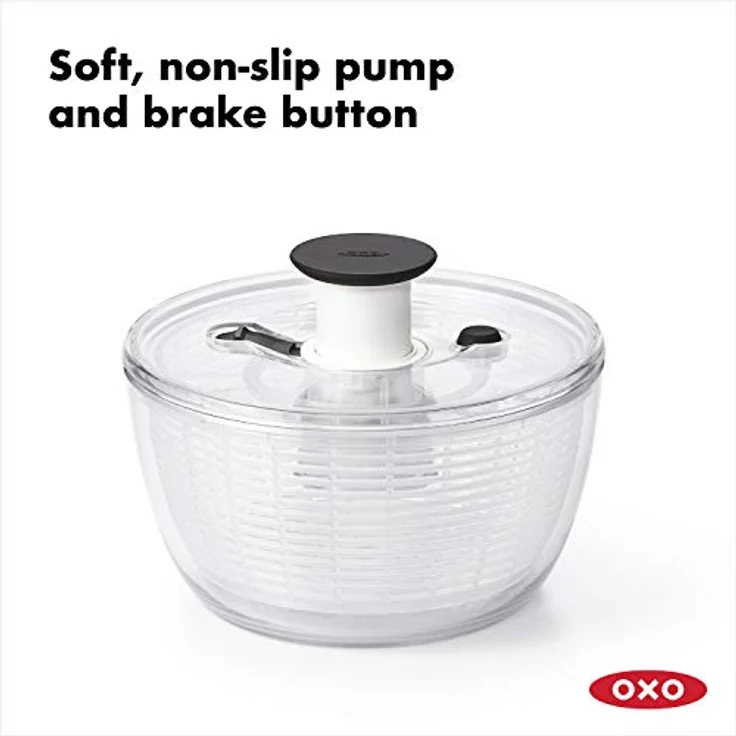 OXO Good Grips Salat- und Kräuterschleuder, transparent, 20cm x 20cm x 17cm – Bild 4