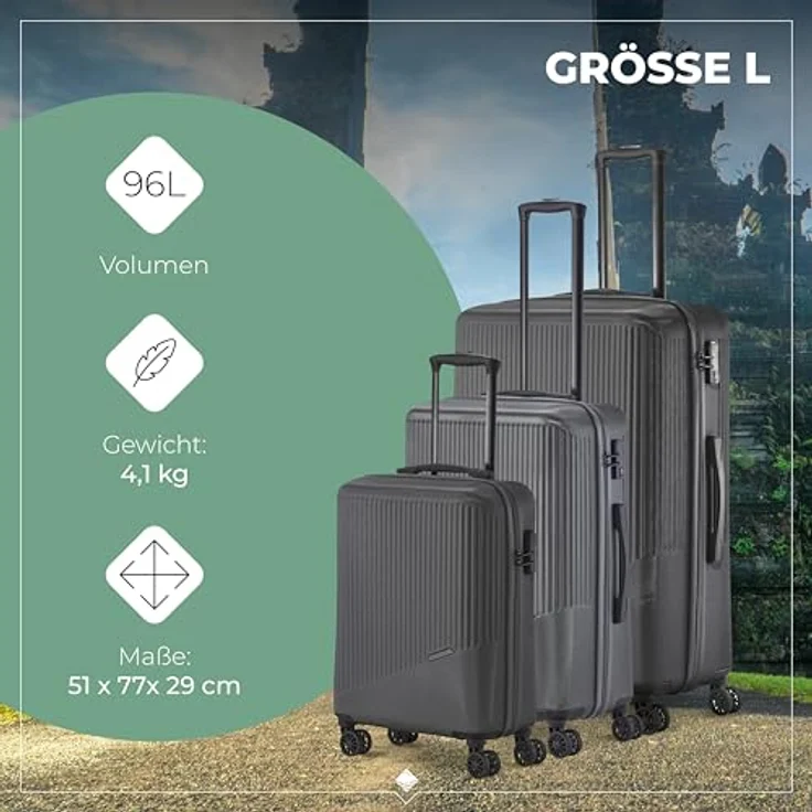 Travelite Bali 4w L/M/S Anthrazit Koffer-Set 3-teilig – Bild 6