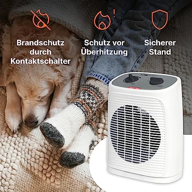 Clatronic® Heizlüfter inkl. Ventilatorfunktion, elektrische Heizung mit stufenlosem regelbarem Thermostat u. 2 Heizstufen, Heizstrahler oszillierend, Heizgerät für Bad, Küche, Garage – HL 3800 – Bild 4