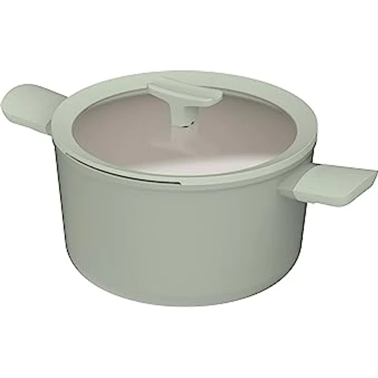 BergHOFF Leo Balance großer Kochtopf (24x14 cm) - induktionsgeeignet, Suppentopf mit Deckel, gesunde CeraGreen-Antihaftbeschichtung, recyceltes Aluminium, Farbe: Sage – Bild 1