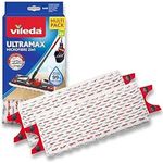 Vileda Ultramax Power Wischer Nachfüllpack, Mikrofaser, Blanc/Rouge, 2in1 Doppelpack für ULTRAMAX-Systeme