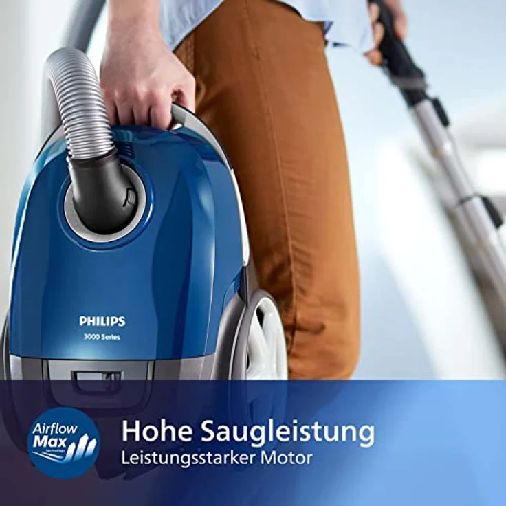 Philips XD3110 | 09, Performer Kompaktstaubsauger mit Beutel Serie 3000, 99,9% Staubaufnahme, 900 W, Allergiefilter, blau – Bild 3