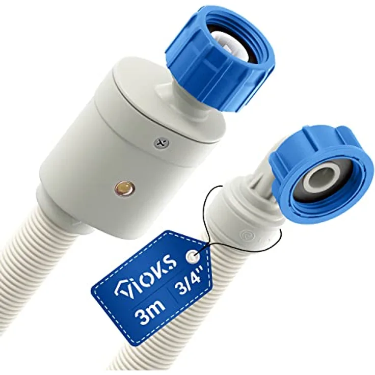 VIOKS Aquastop Schlauch 3/4 Zoll, 3 m Zulaufschlauch für Waschmaschine und Spülmaschine, temperaturbeständig bis 25 °C