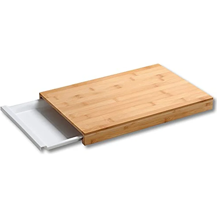 Kesper | Schneidebrett mit Auffangschale, Material: Bambus, Kunststoff, Maße: B: 38 x T: 25 x H: 3,5 cm, Farbe: Braun, Weiß | 58352 – Bild 1