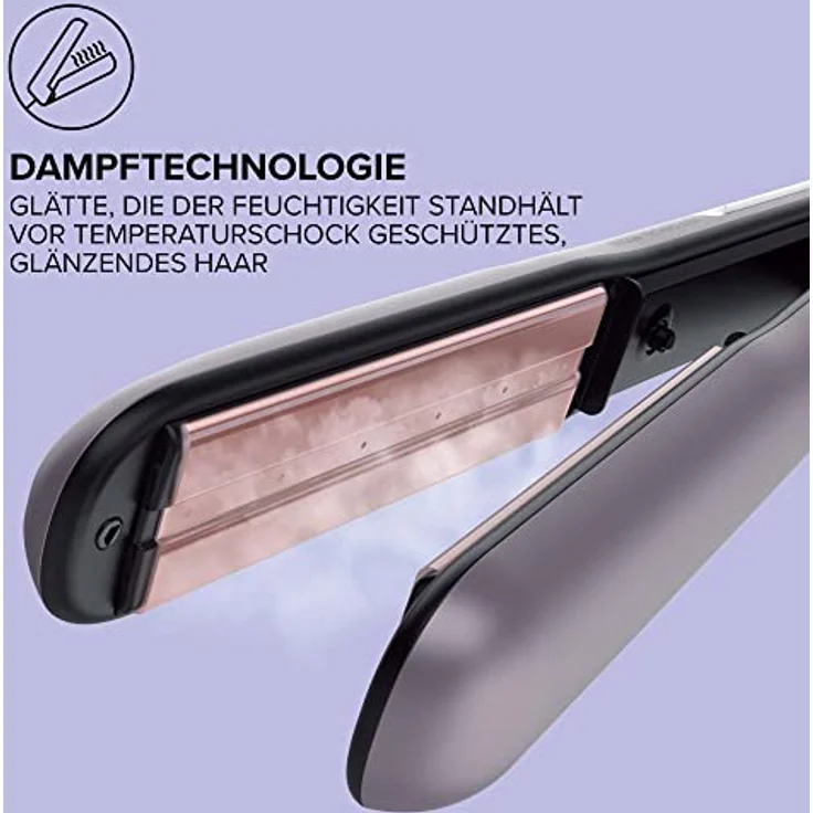 Bellissima Steam Ceramic & Argan Oil, Dampfglätter, Keramik- und Arganölbeschichtung, 3 Temperaturstufen, schnelles Aufheizen, oszillierende Platten, automatische Abschaltung – Bild 3