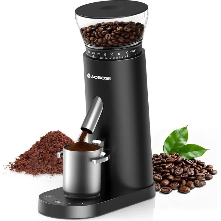 AMZCHEF Kaffeemühle CE-HB-68OT6-BK, kabellose Elektrische Kaffeemühle mit 60 Mahlgraden und LED-Digitaldisplay