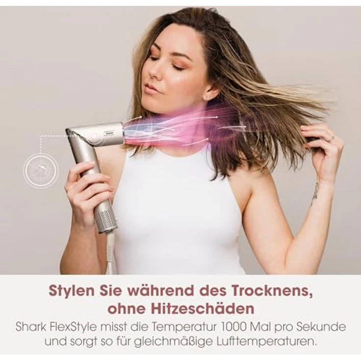 Shark HD440SLEU FlexStyle Haarstyler, 5 Styling-Aufsätze - Lockenaufsatz, Ovalbürste, Paddelbürste, Konzentrator, Diffusor, stone – Bild 4