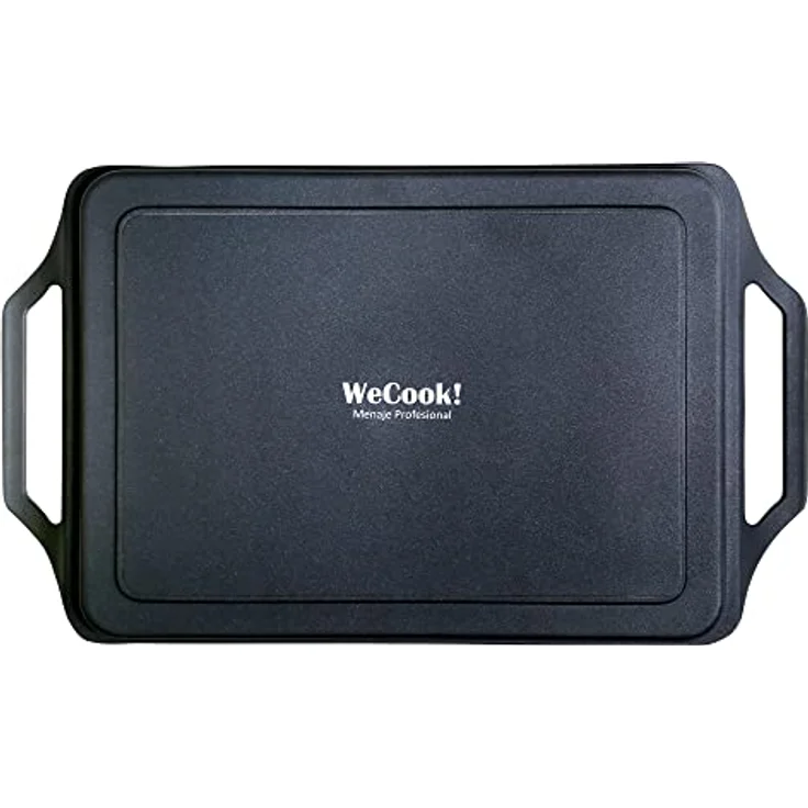 WECOOK! Ecostone Grillplatte, Induktion Griddle-Pfanne 43 X 25 cm, Aluminiumguss, Antihaftbeschichtung XTRA DUPONT PFOA-frei, 5mm Dicke, Silikongriffe, Vitrokeramik, Gas, Backofen, Schwarz – Bild 3