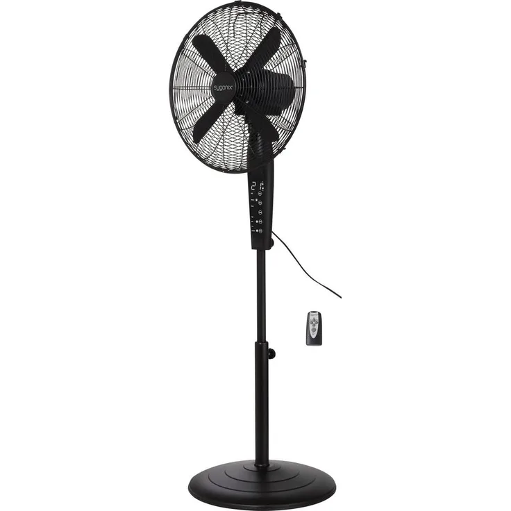 Sygonix Standventilator 50W 440mm x 1300mm, Schwarz, mit Fernbedienung, oszillierend, höhenverstellbar, LED-Display, Timer