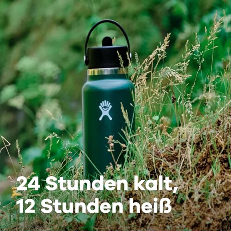 Hydro Flask Trinkflasche Standard Mouth 710 ml mit Wide Flex Straw Cap und TempShield™-Isolierung, hält Getränke bis zu 24 Stunden kalt, schwarz – Bild 2