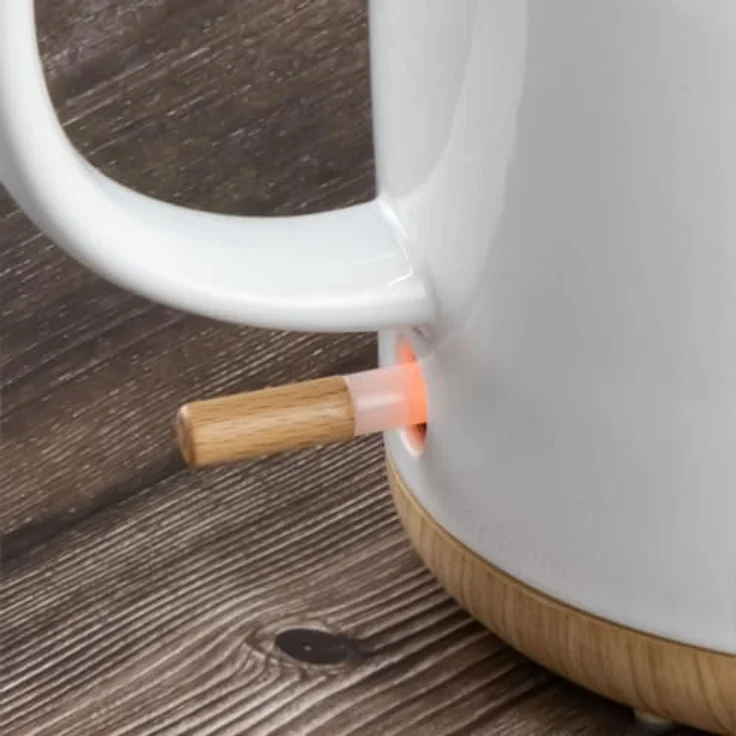 Kvota Elektrischer Wasserkocher aus Keramik mit Holz-Deckel, 1 Liter Volumen, weiß - Modernes Design. – Bild 5