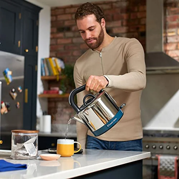 Russell Hobbs 26421-70 Distinctions Blue Wasserkocher, 1350 Watt, 1,5 Liter, Wasserstandsanzeige, Kalkfilter, kabellos, Schnellkochfunktion, blau, silber – Bild 4