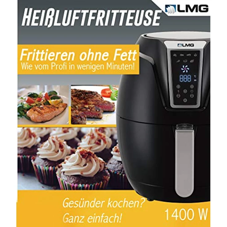 LMG Germany Heißluftfritteuse GLA610, 1400 W, 3,2 L, Touchdisplay, 7 Programme, leise, A+, spülmaschinenfest, bis 200 °C – Bild 7
