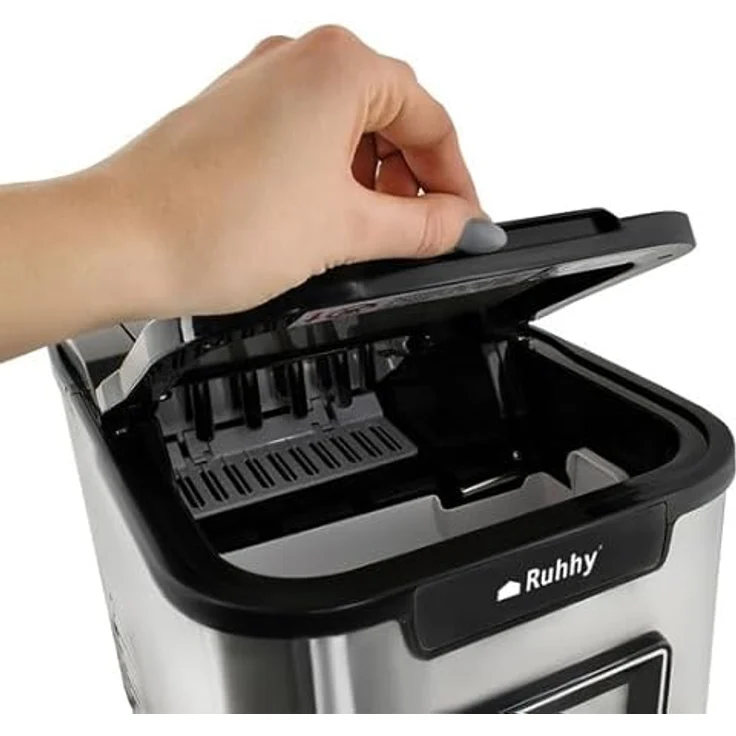 Ruhhy Eismaschine Eiswürfelmaschine mit variabler Würfelgröße - 120 W Leistung, 2,2l, Edelstahl – Bild 7