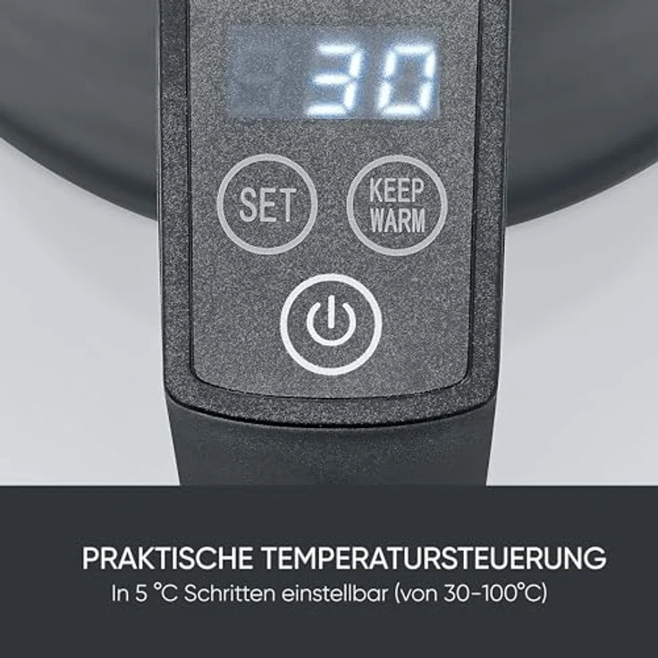 SEVERIN Cool-Touch Wasserkocher WK 3484, doppelwandig mit LED-Temperaturanzeige, Warmhaltefunktion und 1,7 L Kapazität, schwarz, 2.200 W – Bild 3