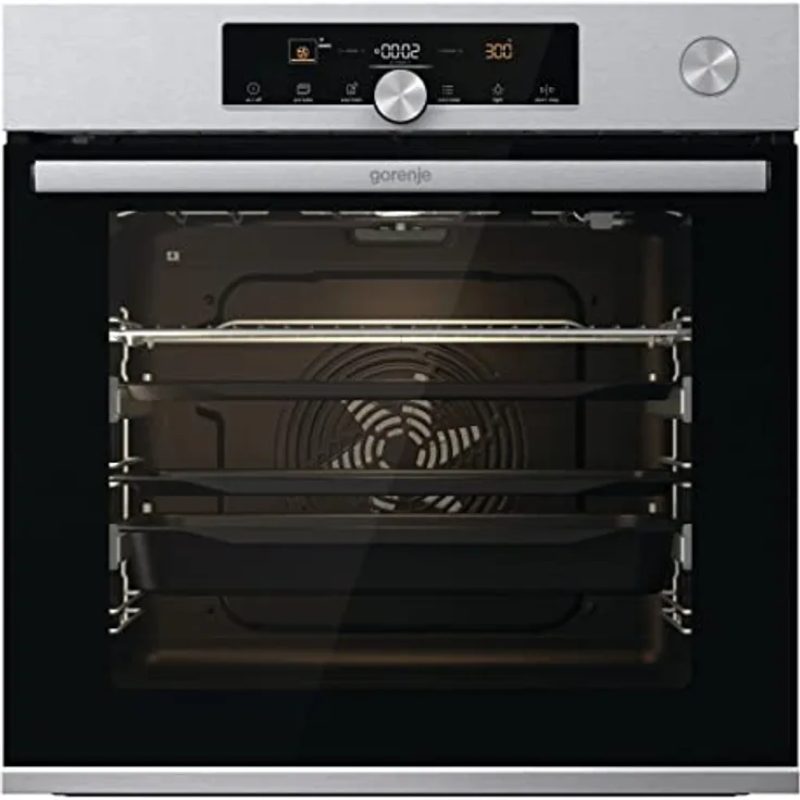 Gorenje OptiBake Advanced BPSA 6747 A08XWI Einbau-Backofen, WiFi Connected, 77L, Heißluft/Pyrolyse/AutoBake/Touch Bedienung/Bratenthermometer/SteamAssist/PizzaMode 300°C, Inox Edelstahl