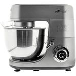 Almina Küchenmaschine 1500 Watt Silber, leistungsstarke Knetmaschine mit 6 Geschwindigkeitsstufen