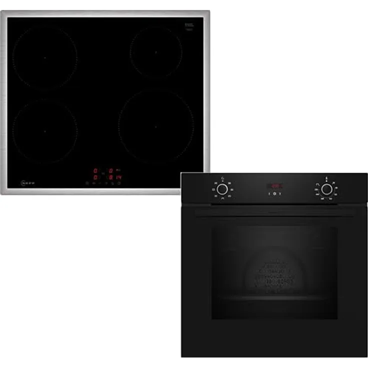 NEFF BX36IB0, Backofen-Set bestehend aus B1CCC0AK3 (60 cm, CircoTherm, 9 Beheizungsarten, LED-Display) und T46SBE1L0 (Induktionskochfeld, Powerstufe, Touch Control, Edelstahlrahmen)