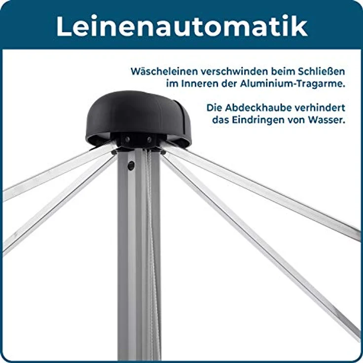 Blome Wäschespinne Superior DuoMatic 45 - Designer Wäscheständer für den Garten inkl. Bodenhülse, Wäscheschirm mit Leinenautomatik, 45m Wäscheleine, Made in Germany – Bild 3