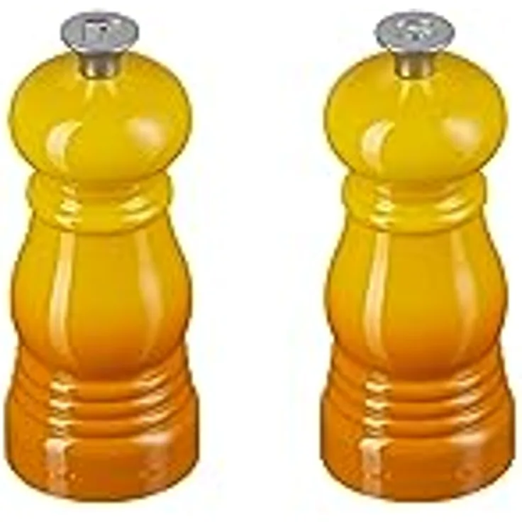 Le Creuset Kleines Mühlenset, Salz- und Pfeffermühle, ABS-Kunststoff, Keramik-Mahlwerk, Nectar