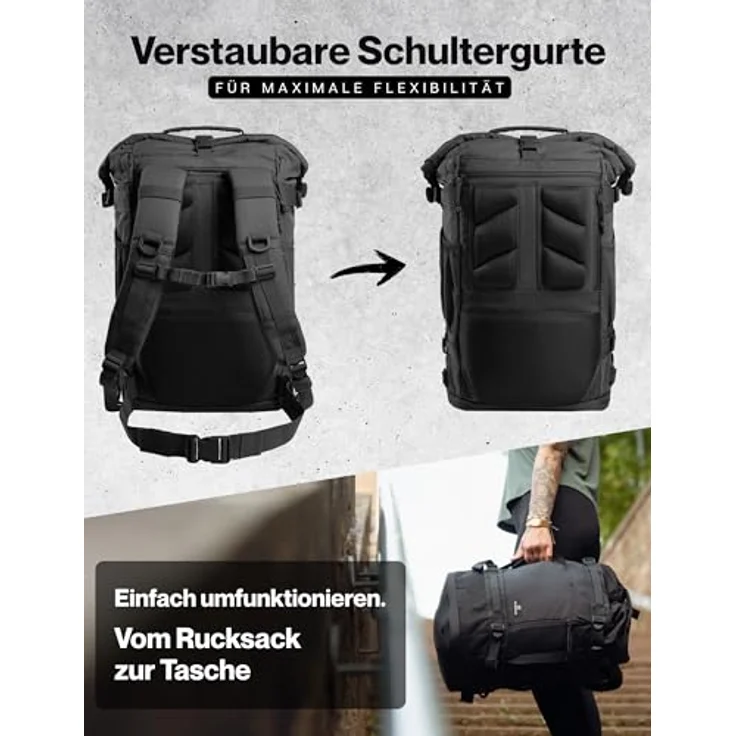 RUGSAK Explorer Reiserucksack Phantom Black – 18-Zoll Laptopfach, Handgepäck, Ergonomisch, Wasserabweisend, Alltag, Reise & Outdoor – Bild 6