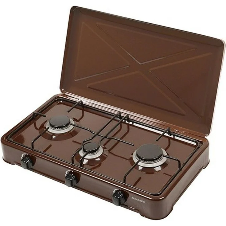 Ravanson K03BR 3-Flammen-Tischkocher, tragbarer Gasherd mit manuellem Temperaturregler und robustem Metallgehäuse – Bild 1