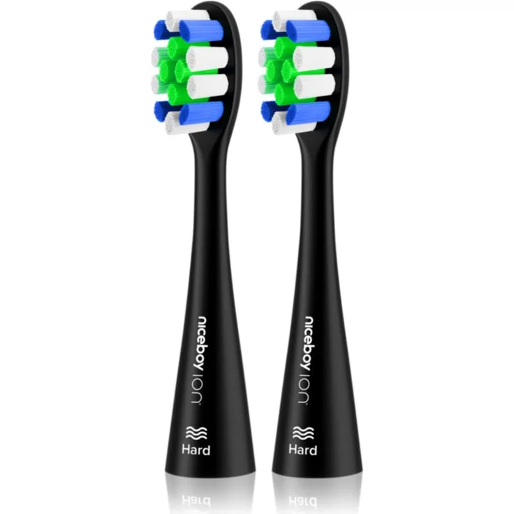 Niceboy ION Sonic Lite Ersatz-Kopf Hard Black 2 St. - Elektrische Zahnbürsten Aufsatz für effektive Reinigung