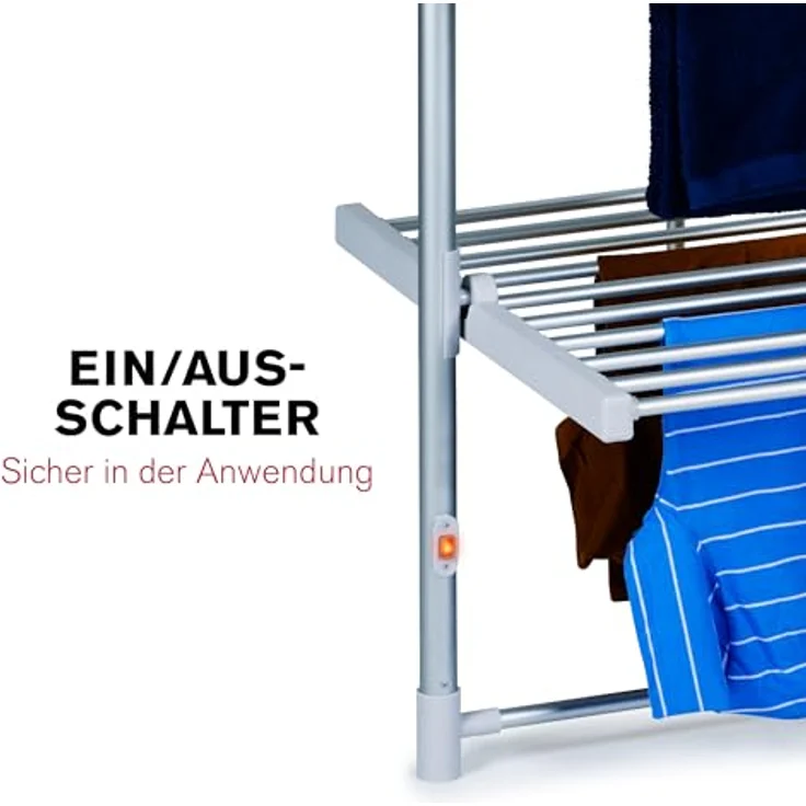 Dirt Devil DD6004, Elektrischer Turmwäscheständer mit 21 m Trockenlänge, 230W Heizfunktion, IP22 Schutz, Aluminium, bis zu 15 kg Tragkraft – Bild 5