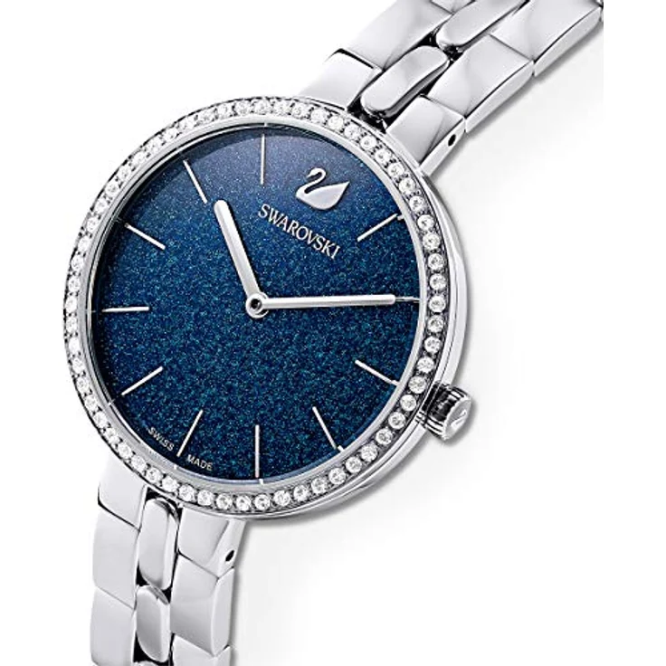 Swarovski Cosmopolitan Uhr, Metallarmband, Blau, Edelstahl - Damenuhr mit faszinierendem Design, funkelnden Swarovski Kristallen und wasserdichter Funktion bis 50 Metern Tiefe – Bild 3