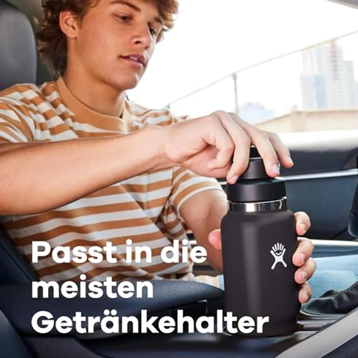 Hydro Flask Wide Flex Straw Travel Bottle 710ml (24 oz), Auslaufsicher, Isoliert, hält Getränke 24 Stunden kalt, Becherhalterkompatibel, Oat – Bild 4