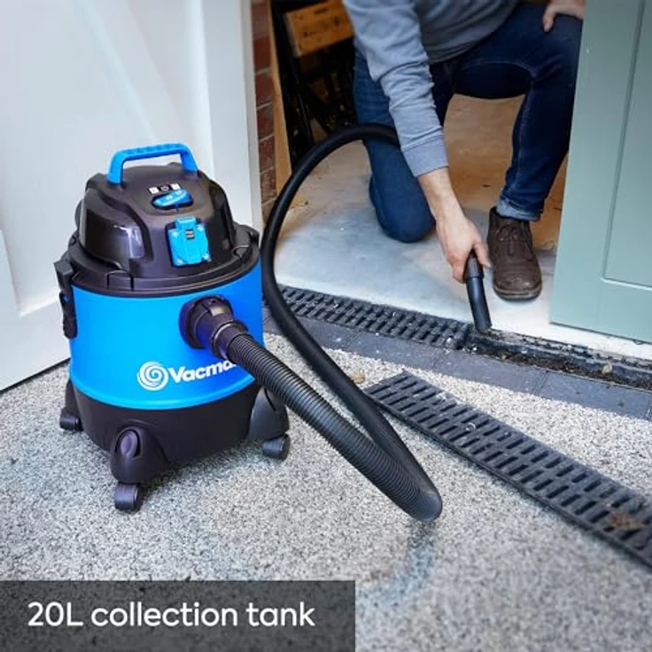 Vacmaster VQ1220PFC, Nass-Trocken- & Waschsauger 1250W mit 20L, integrierter Steckdose und Blasfunktion für Haus, Garage, Auto – Bild 5