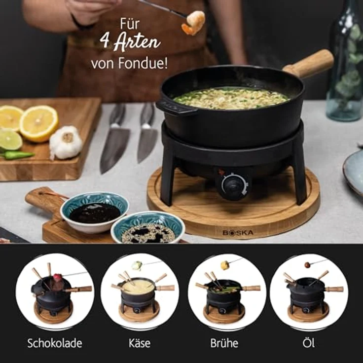BOSKA HOLLAND Elektro-Fondue Pro, 2.2 Liter Fondue-Set mit elektrischem Wärmeregler, geeignet für Schoko-, Käse- und Fleischfondue, schwarz – Bild 6