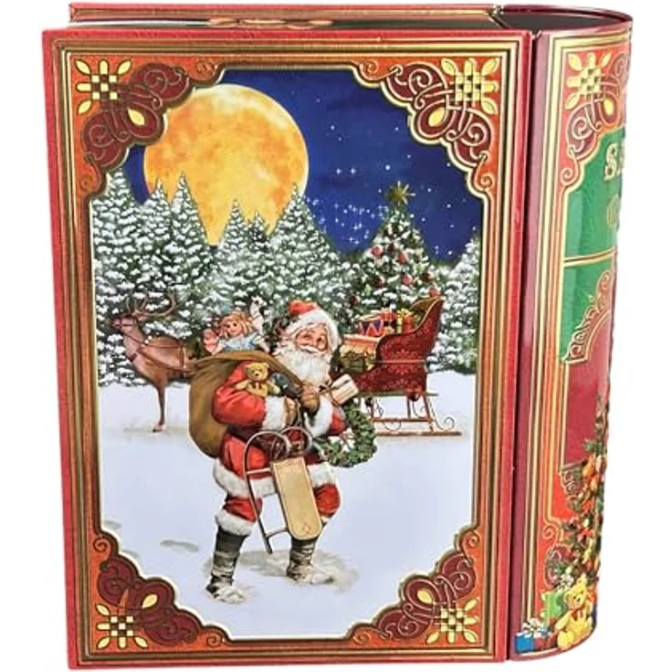 MediMuc Große Buchdose Santa´s List - aufwändig geprägt und bedruckt. Der Weihnachtsmann bereitet sich vor - Vol. 3,0l - Maße: (L x B x H): 24,5 x 21,3 x 9,0cm – Bild 3
