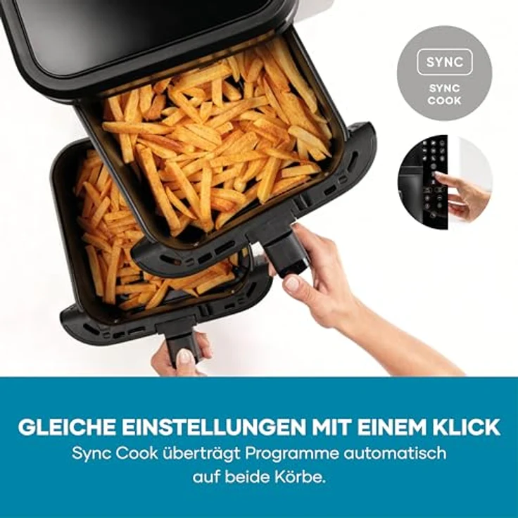 SEVERIN Severin® S-Fry Duo Stack Heißluftfritteuse FR 9598, 11 Liter, 9 Automatikprogramme, einklappbares LED-Touch-Display – Bild 8
