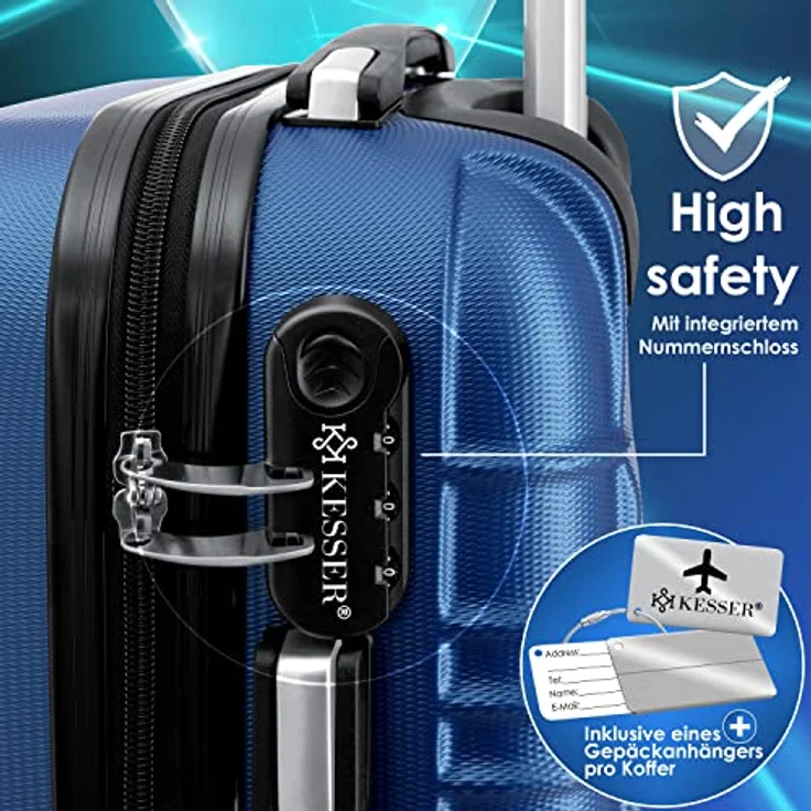 KESSER® 4tlg. Hartschalenkofferset Hartschalenkoffer Reisekoffer Set Reisekofferset Trolley Koffer Inkl. Kofferwaage + Gepäckanhänger Rollkoffer Schloss 4 Rollen ABS-Hartschale Teleskopgriff S-M-L-XL – Bild 4