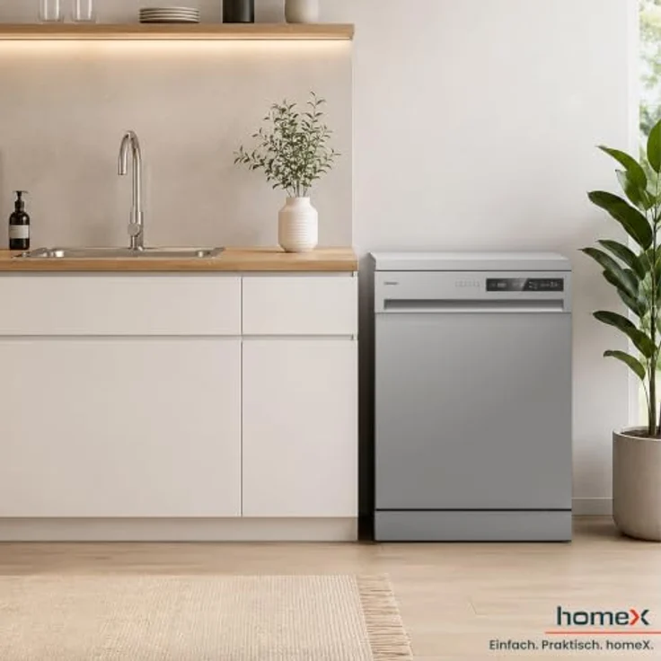 homeX DWFS601449E-S Geschirrspüler, freistehend, 60 cm, 14 Maßgedecke, 6 Programme, AquaStop, Unterbaufähig, 49 dB – Bild 10