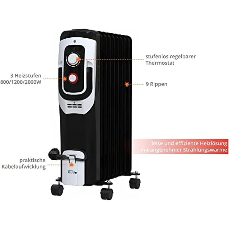 Güde Ölradiator Elektroheizung OR 2000-9 DT - 85192, Radiator – Bild 2