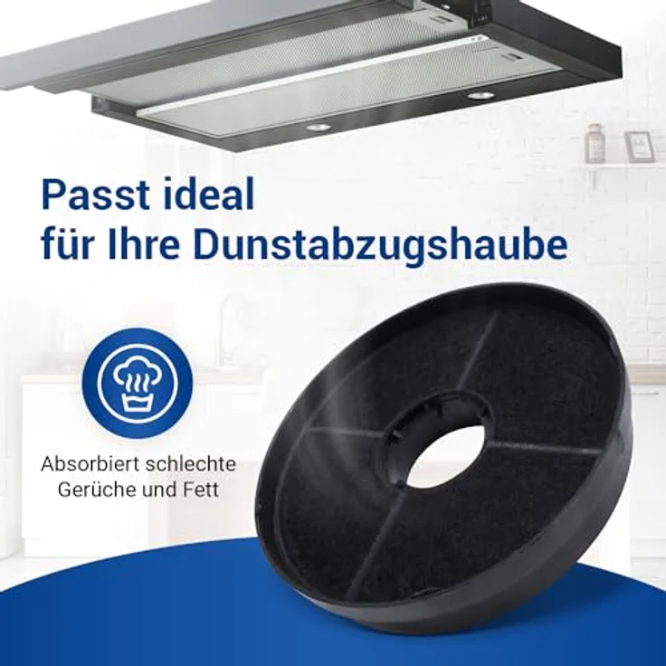 VIOKS 6x Kohlefilter Dunstabzugshaube, Aktivkohlefilter rund für Respekta MIZ0058, MIZ 0058, PKM CF130 - 105 mm Durchmesser, effektive Geruchs- und Fettbeseitigung – Bild 2