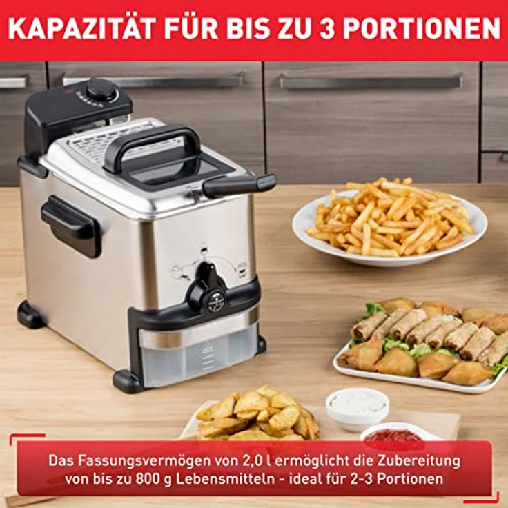 Tefal FR701616 Deep Fryer Oleoclean Compact Fritteuse, 2 Liter, mit Öl, silber, schwarz – Bild 3