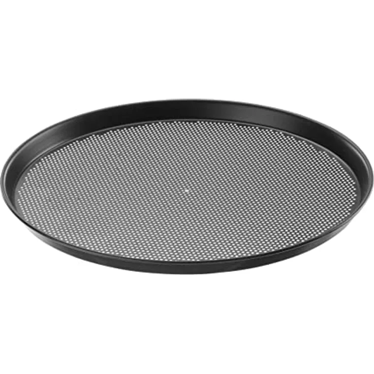 HENDI Perforiertes Pizzablech, Backblech, Pizza Pfanne, Ideal für gleichmäßiges Pizza-Backen, ø400x(H)25mm, Kohlenstoffstahl