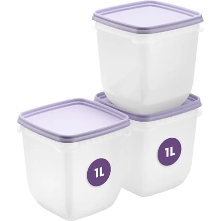 SmartStore Frischhaltedosen 1L 3er Set, BPA-freie Kühlschrank- und Gefrierboxen, mikrowellengeeignet, stapelbar, spülmaschinenfest – Bild 1