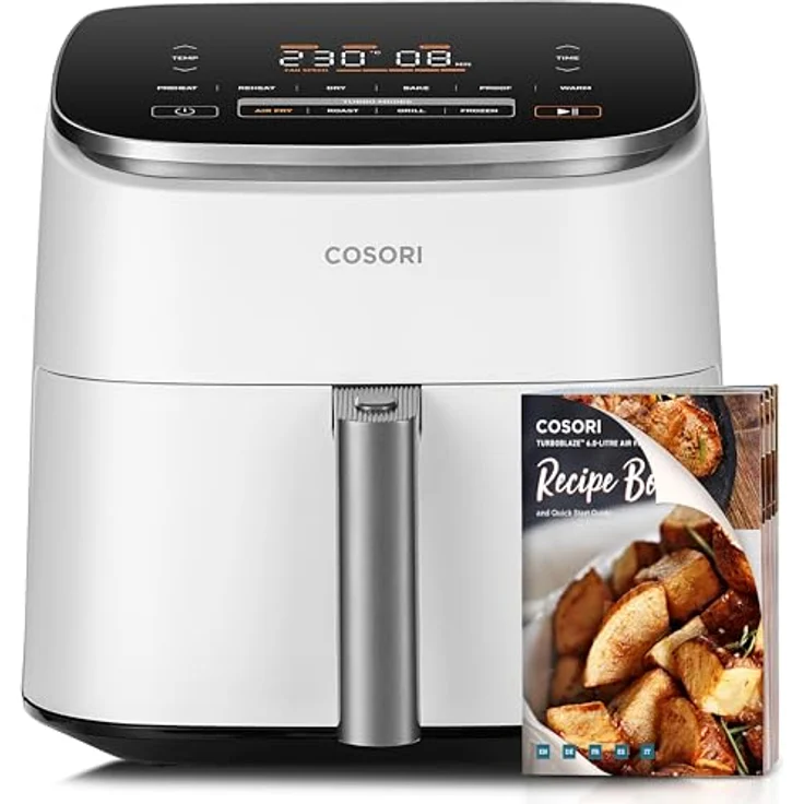 Cosori Turboblaze Heißluftfritteuse Airfryer 6L Weiß, DC Motor, 5 Geschwindigkeitsstufen, 87 Rezepte, 64% energiesparend – Bild 1