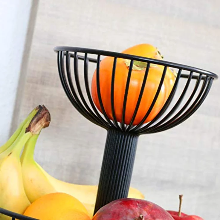 bremermann Obst Etagere, Obstschale, Drahtkorb rund, Ø ca. 18 und 30 cm, Schwarz Matt, Metallstreben, ideal für Dekoration und praktische Aufbewahrung – Bild 4