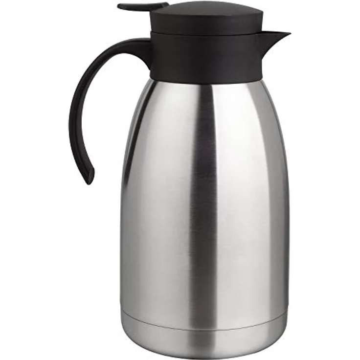 HAC24 Thermoskanne Kaffeekanne Edelstahl 2 Liter Isolierkanne Teekanne Thermo Kaffee Tee Kanne Einhandautomatik