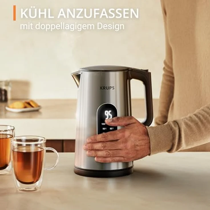 Krups BW871DF0 Wasserkocher, 1,7 Liter, 6 Temperaturen, Echtzeit-Display, Warmhaltefunktion, Edelstahl, Auto-Abschaltung – Bild 5